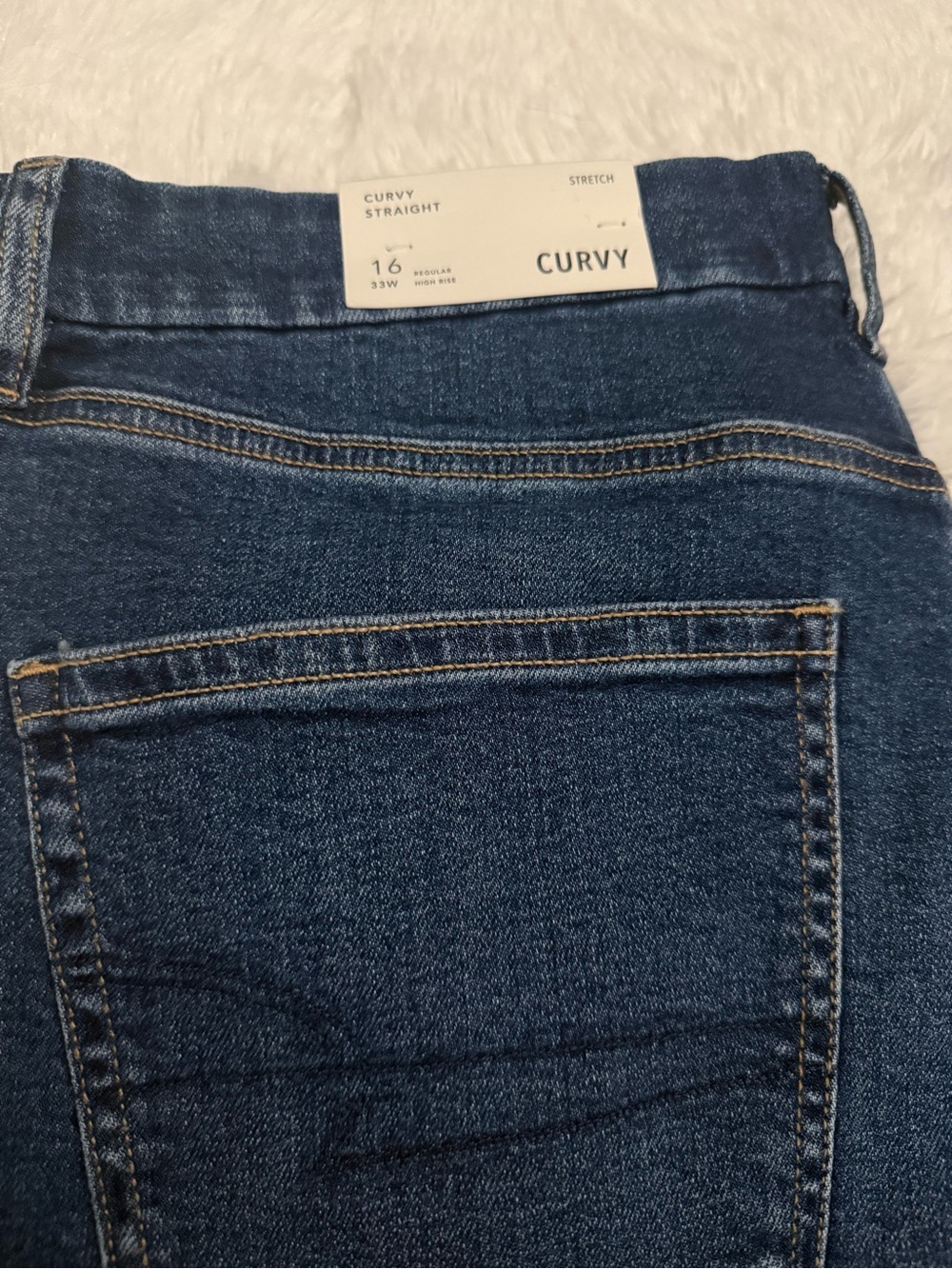 American Eagle Outfitters Curvy Straight Jeans - Dark Blue Wash